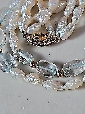 Vintage 14k Gf Baroque Pearl Multi Strand Necklace With Glass Bead Spacers • $29