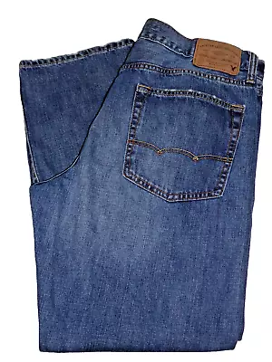 American Eagle Men Relaxed Straight Medium Wash Denim Blue Jeans 36x30 • $21