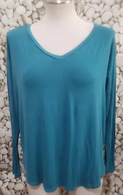 Mossimo Rayon Spandex V Neck Long Sleeve Pullover Teal Blue Green Shirt Small • $6.36