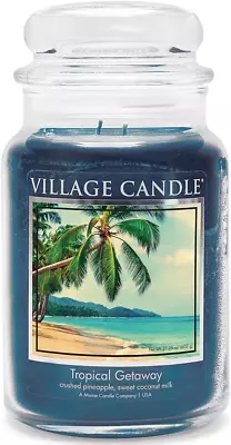 Village Candle Tropical Getaway Large Apothecary Jar Scented Candle 21.25 Oz. • $25.58