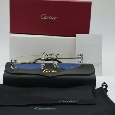$295 • Buy Cartier C Decor Vintage Optical Rimless Platinum Unisex Eyeglasses 