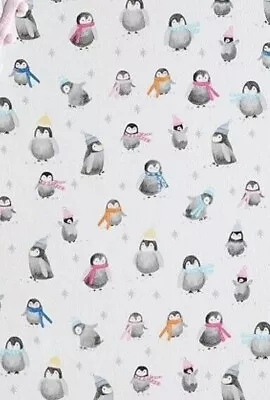 $31.99 • Buy Pottery Barn Kids Icy Penguin Organic Flannel Cotton Fitted Crib Sheet NEW 