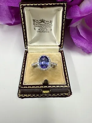 Stunning 1.85ct Tanzanite & 0.41ct Diamond Ring Platinum 950 • £2450