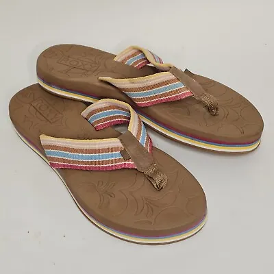 Multi Colored ROXY Layered Flip Flops Thong Sandals ~ Women’s Size 9 • $12.90