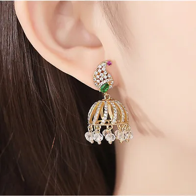 Indian Jhumka Jhumki Crystal Drop Earrings Bollywood Ethnic Jewelry Bridal Gifts • $23.71