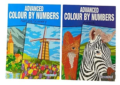 2 X Animals Nature Advanced Colour By Numbers Books Adults Stress Relief • £3.79