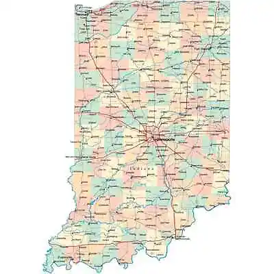 INDIANA STATE ROAD MAP IN County Indianapolis Wall Print Photo Poster Print • $19.99