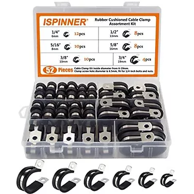 ISPINNER 52pcs Cable Clamps Assortment Kit 304 Clamp Black • $20.25