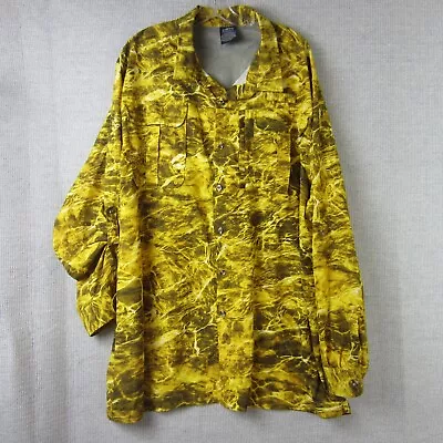 Mossy Oak Shirt Mens Medium Yellow Camo Vented Outdoor Hunting Fish Snake Desert • $21.99