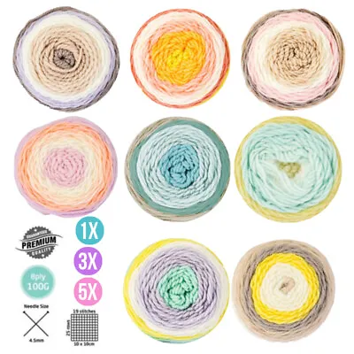 1x/3x/5x Knitting Baby Yarn 100g 8ply Premium Ball Wool Mix Colour 100% Acrylic • $14.90