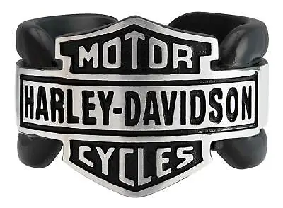 Harley-Davidson Men's Vintage Bar & Shield Striped Ring Black Stainless Steel • $49.95