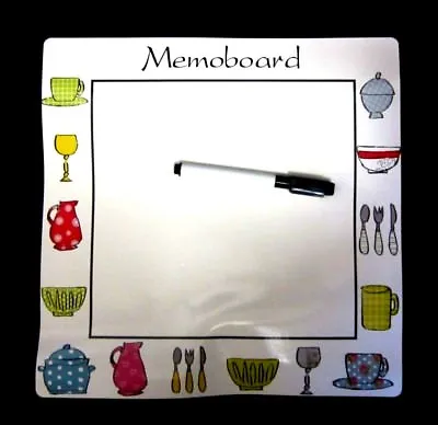 Organiseer Fridge Magnetic Memo Board  Eraser Black Color Marker/Pen 27 X 27 Cm • £6.99