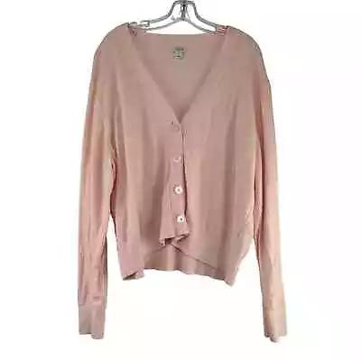 J Crew Cardigan Sweater Women Plus Size 3X Pink Pastel Preppy Long Sleeve Button • $29.99