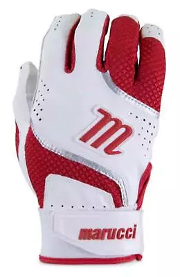 Marucci Code Adult Batting Gloves Leather Palm & Mesh Back - Red/White • $30.32