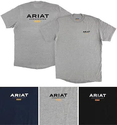 Ariat Rebar Men's T-Shirt Cotton Strong Logo Work Tee Short Sleeve Pre-Shrunk • $19.99