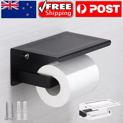 $14.90 • Buy 1-2x Stainless Steel Toilet Roll Holder Paper With Shelf Bathroom Wall Mounted