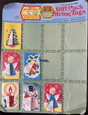 Vintage 3D Honeycomb Holiday Christmas Present Gift Tags With Strings 6 Left • $3.99