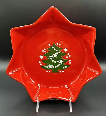 Vintage Waechtersbach Germany 10  Star Octagon Serving Bowl Red Christmas Tree • $19.95