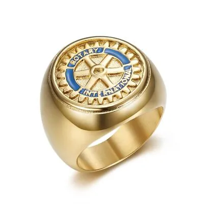 Vintage Rotary International Symbol Ring Stainless Steel Wheel Gear Badge Ring • $12.98