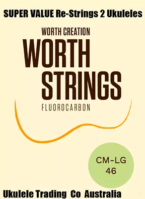 CM-LG  Worth Clear Medium Low-G Soprano/Concert Ukulele Strings - 2 Restrings Pe • $32.95