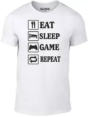 Eat Sleep Game Repeat Men's T-Shirt - Gift Gaming Xmas Present Humour Joke Funny • £12.99