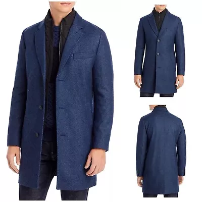 HUGO Hugo Boss Men's Milogan Blue Wool Blend Textured Slim Fit Coat Bib 42R • $129