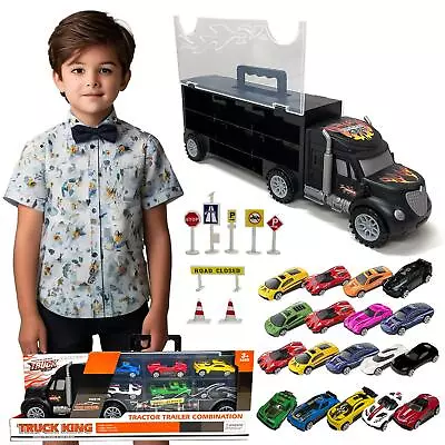 Creative Play Truck Set Portable 18 Colorful Miniature Racing Die Cast Cars  • £27.99