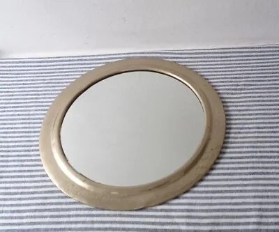 Lovely Arts And Crafts Style Round Mirror Silver Tone Frame Wall Hanging Vintage • £34.99