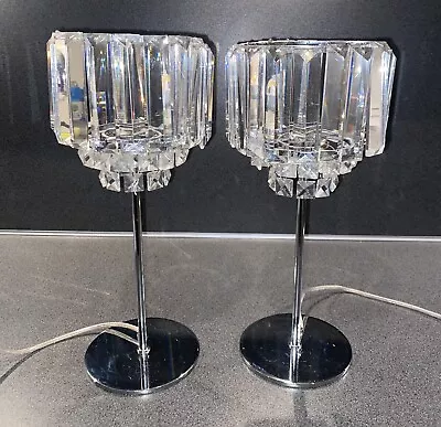 Laura Ashley Vienna Crystal Table Lamp X2 Clear/Polished Chrome • £99