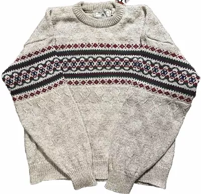 VTG The Great Plains Made In USA Wool Crewneck Knitted Sweater Large Fair Isle • $30