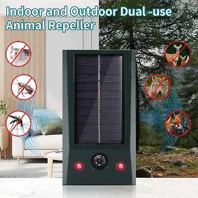 Solar Powered Animal Repeller Ultrasonic Foxes Cat Dog Deterrent Motion Sensor • $14.45