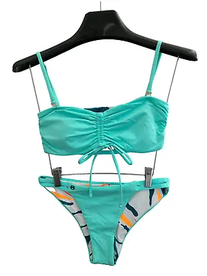 Maaji  Reversible Bandeau Top & Split Strap Reversible Bikini Bottom Sz M • $48