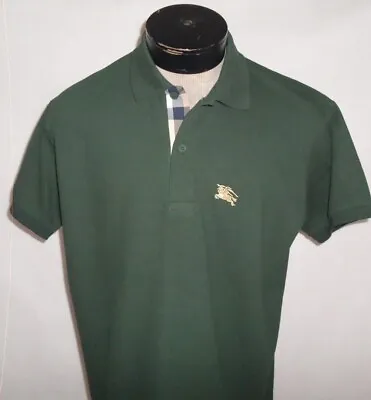 NWT Burberry Small Solid Green Men All Cotton Short Sleeve Polo Shirt • $119