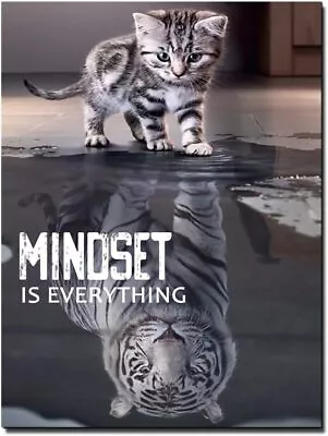 Modern Canvas Print Mindset Is Everything Tiger Framed Medium Gray Wall Art Deco • $42