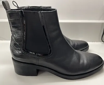 Zara Woman Chelsea Ankle Boots Shoes Leather Upper Black Size Eu 41  Us 10  Nwot • $24.99