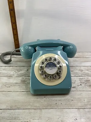 746 Retro Corded Telephone Teal & Cream By Wild & Wolf Tested Free Postage • £29.99