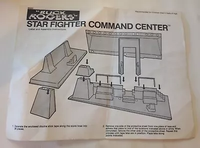 1979 MEGO Buck Rogers Star Fighter Command Center Label & Assemby Instructions • $95