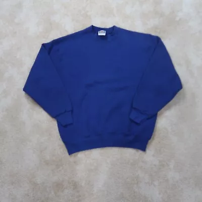 Vintage Fruit Of The Loom Crew Neck Sweater Men's Large Blue USA Made • $19.99