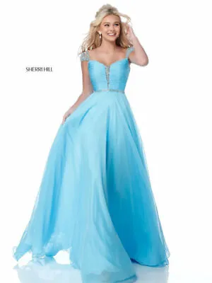 NWT Sherri Hill 51744 PROM Pageant Gala A-Line Blue Size 8 • $199