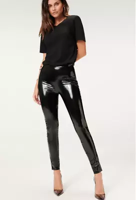  Good American Black Vinyl Pull On Leggings Size 2(M) • $59.50