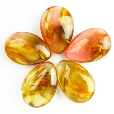 5Pcs 25x17x8mm Volcano Cherry Quartz Teardrop Double Sided Cab Cabochon Q07112 • $11.61