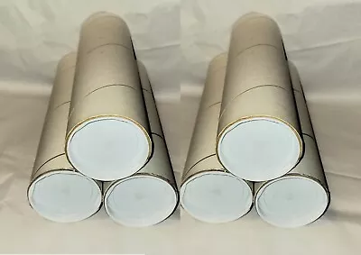 6 Heavy Duty Round White Cardboard Mailing Shipping Tubes With Caps 3 In X 18 In • $17.09