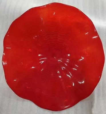 1PC Modern Hand Blown Glass Art Plate Wall Deco For Walls Red 12  Dia • $110