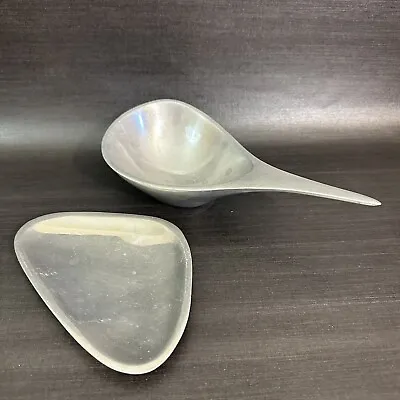 Vintage Silver Nambe 564 Triangle Serving Dish & Nambe 568 Butterfly Scoop Bowl • $35.99