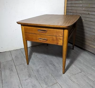 Vintage Lane Mid Century Modern Walnut & Formica 1-Drawer End Table • $315