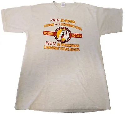 US MARINES: Vtg Pain Is Weakness Leaving Your Body Heather Gray T Shirt Size L • $14.99