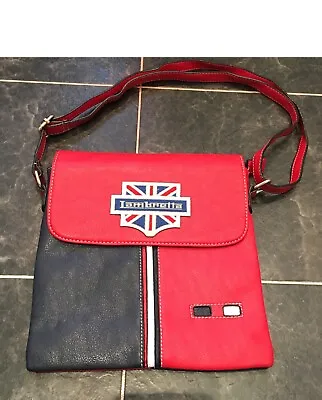 Lambretta Vintage Red Black Faux Leather Crossbody Messenger Bag VGC Medium Size • £20