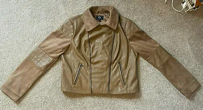 G By Giuliana Faux Brown Leather Jacket Coat Size Large • $23.74