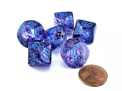 Luminary Nebula 16mm Tens D10 (00-90) Dice 6 Pieces - Nocturnal With Blue • $6.79