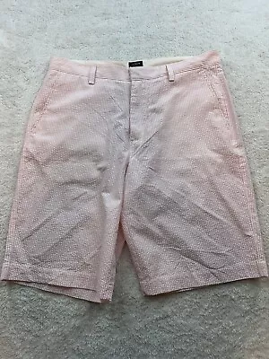 J.Crew Mens Rivington Seersucker Shorts Pink White 34 X 11 Classic Preppy Golf • $19.99